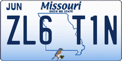 MO license plate ZL6T1N