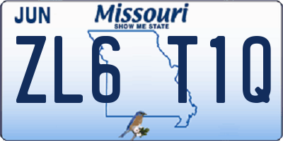 MO license plate ZL6T1Q