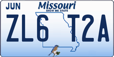 MO license plate ZL6T2A