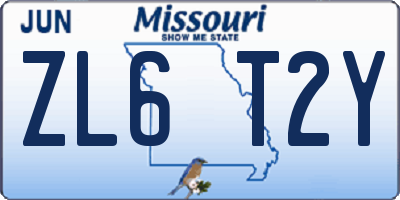 MO license plate ZL6T2Y