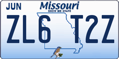 MO license plate ZL6T2Z