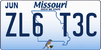 MO license plate ZL6T3C