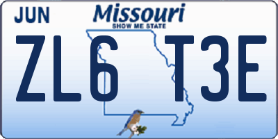 MO license plate ZL6T3E