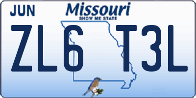 MO license plate ZL6T3L