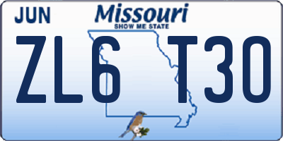MO license plate ZL6T3O
