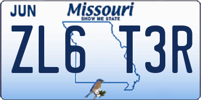 MO license plate ZL6T3R