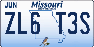 MO license plate ZL6T3S
