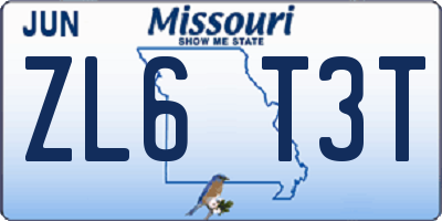 MO license plate ZL6T3T