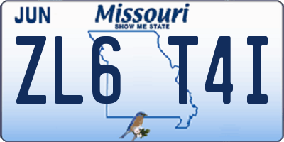 MO license plate ZL6T4I