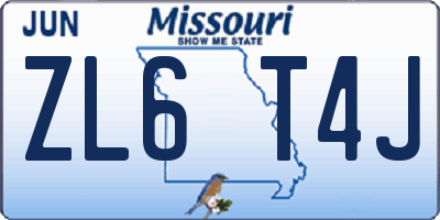 MO license plate ZL6T4J