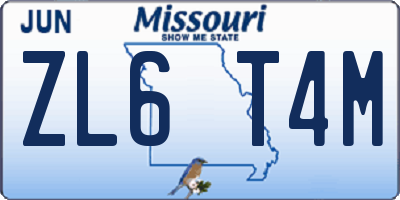 MO license plate ZL6T4M