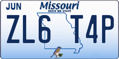 MO license plate ZL6T4P