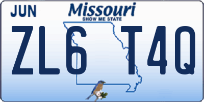 MO license plate ZL6T4Q