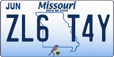 MO license plate ZL6T4Y