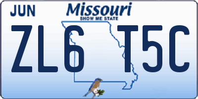 MO license plate ZL6T5C