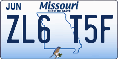 MO license plate ZL6T5F