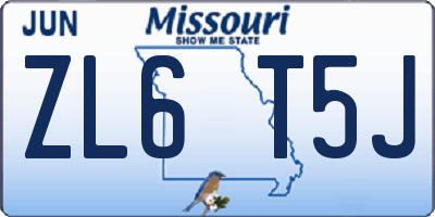 MO license plate ZL6T5J