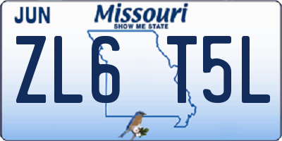MO license plate ZL6T5L