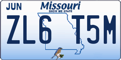 MO license plate ZL6T5M