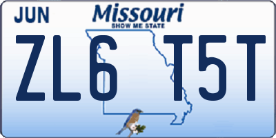 MO license plate ZL6T5T