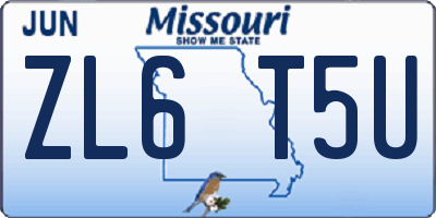 MO license plate ZL6T5U