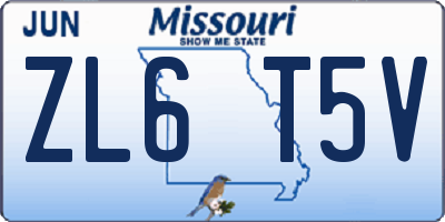MO license plate ZL6T5V