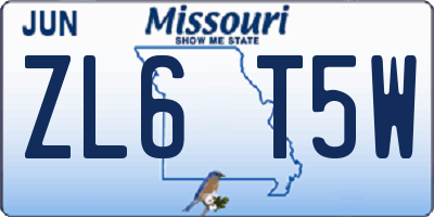 MO license plate ZL6T5W