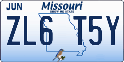 MO license plate ZL6T5Y