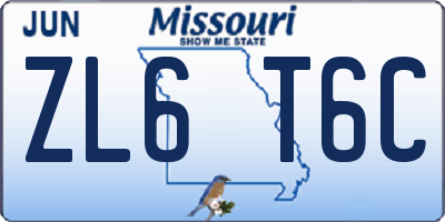 MO license plate ZL6T6C