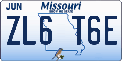 MO license plate ZL6T6E