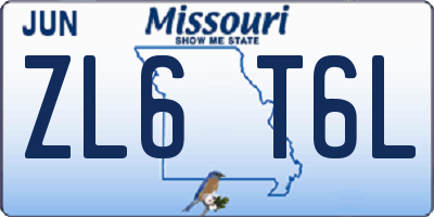 MO license plate ZL6T6L