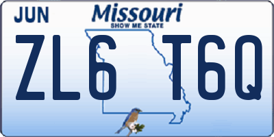 MO license plate ZL6T6Q
