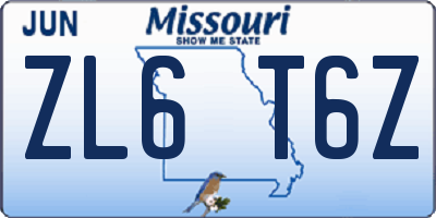 MO license plate ZL6T6Z