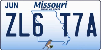 MO license plate ZL6T7A