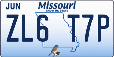 MO license plate ZL6T7P