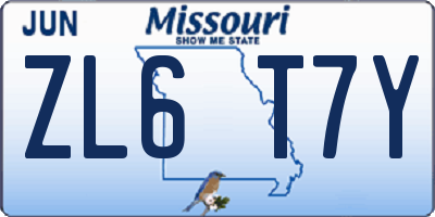 MO license plate ZL6T7Y