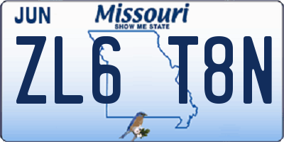 MO license plate ZL6T8N