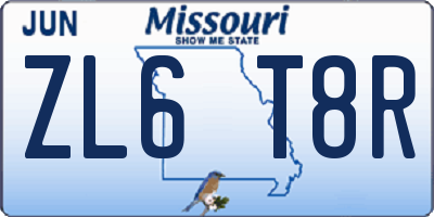 MO license plate ZL6T8R