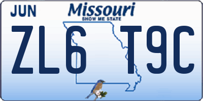 MO license plate ZL6T9C