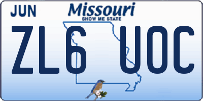 MO license plate ZL6U0C