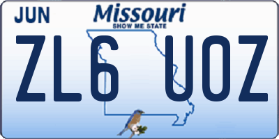 MO license plate ZL6U0Z