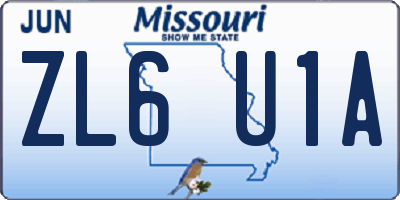 MO license plate ZL6U1A