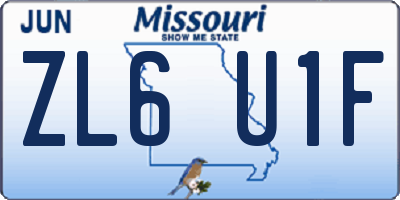 MO license plate ZL6U1F
