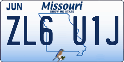 MO license plate ZL6U1J