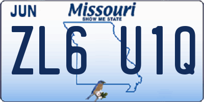 MO license plate ZL6U1Q