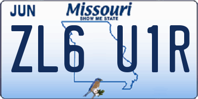 MO license plate ZL6U1R