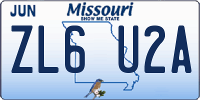 MO license plate ZL6U2A