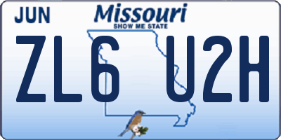 MO license plate ZL6U2H