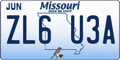 MO license plate ZL6U3A