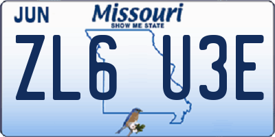 MO license plate ZL6U3E